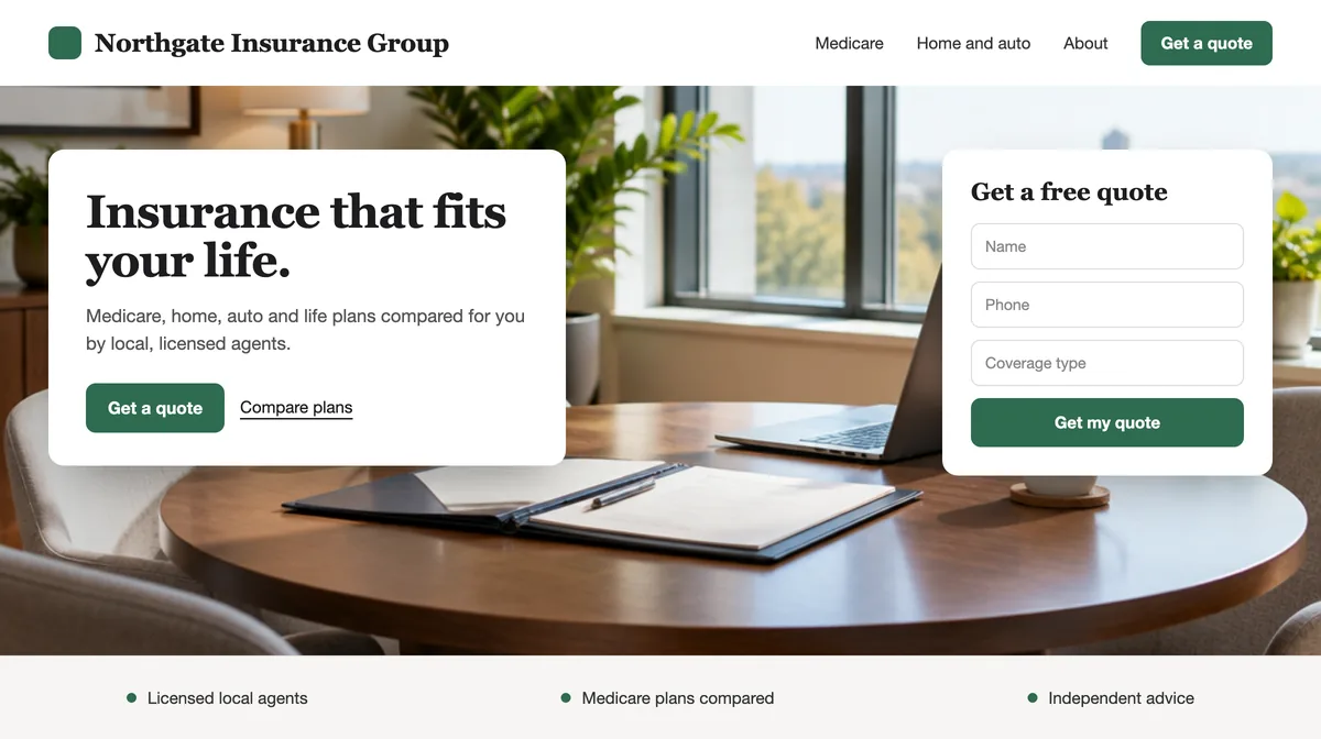 Insurance agency website design concept
