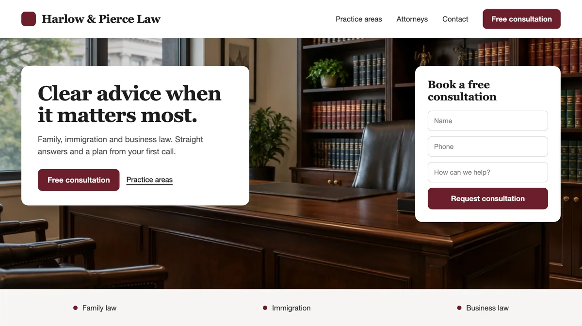 Law firm website design concept