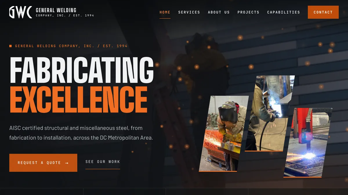 General Welding Company website on a laptop