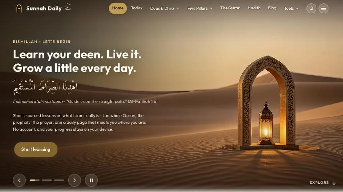 Sunnah Daily website on a laptop